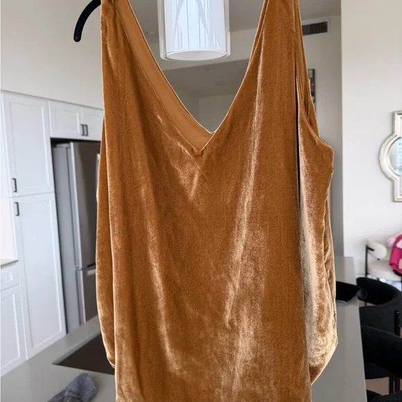 LOFT 2 Velvet V neck tank Tops in Rich charcoal and Warm gold XXL NWT - Picture 6 of 9